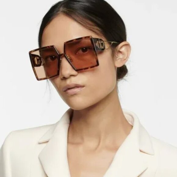 NEW DIOR WOMEN SQUARE HAVANA GOLD WOMEN SUNGLASSES DIOR - Picture 2 of 4